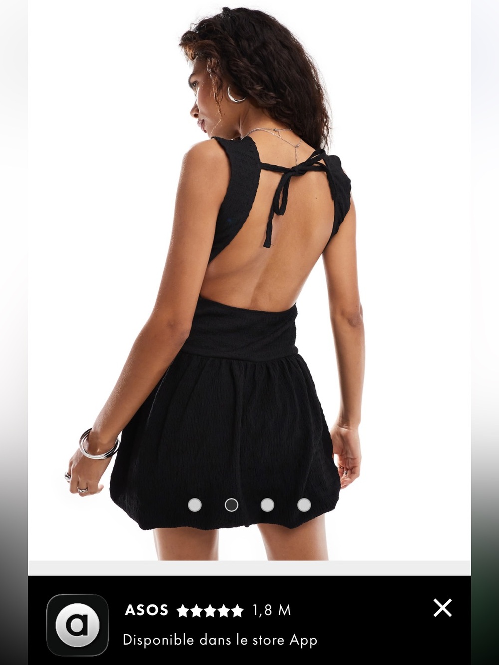 ASOS Black Sleeveless Textured Bubble-Hem Mini Dress